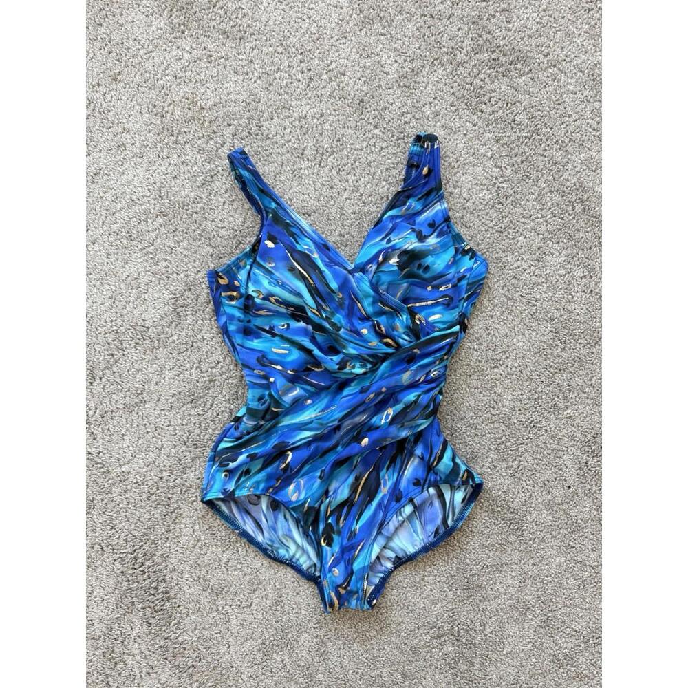 Talbots Miraclesuit One Piece Swimsuit Women’s Plus Size 24W NWT‎ Blue Multi